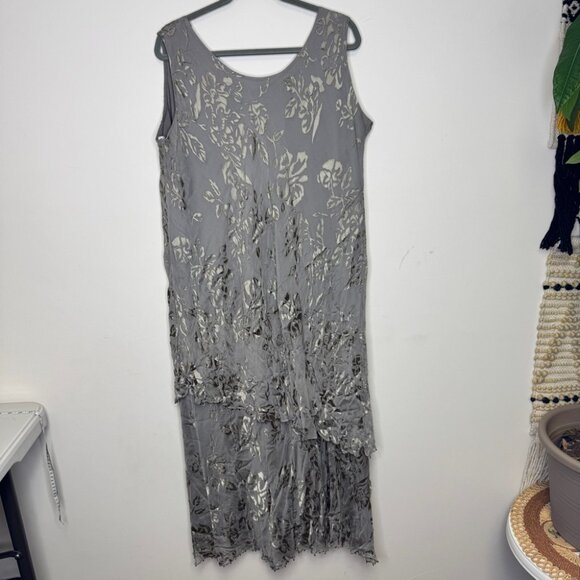Vintage Capri by Mon Cheri Silk Velvet Burnout Y2K Evening Dress Size 22W - Picture 6 of 15